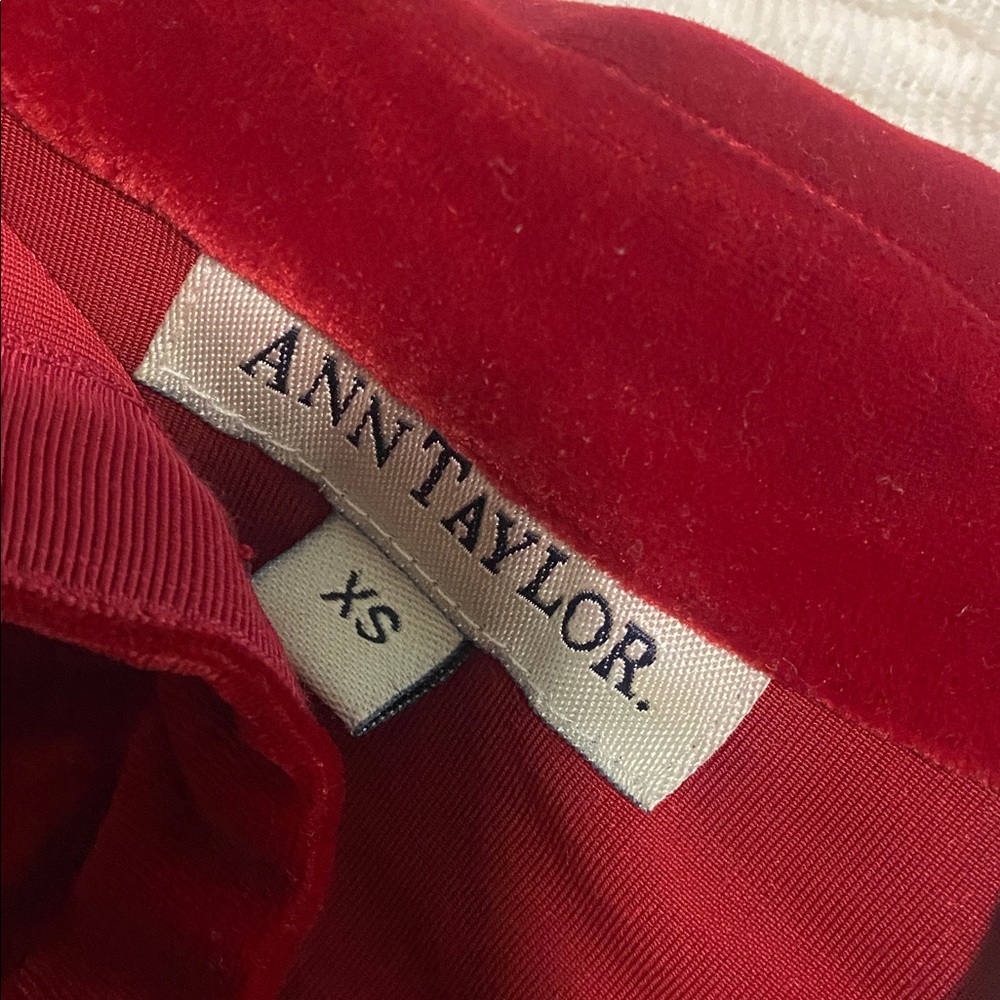 Ann Taylor Deep Red Velvet Button Down Shirt - Picture 4 of 4